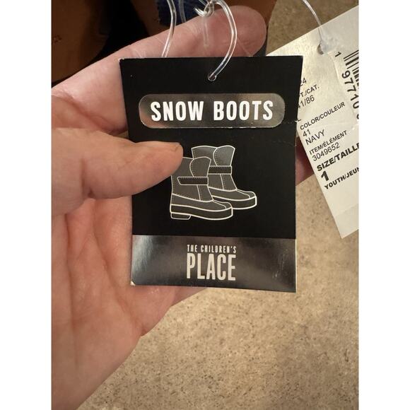 The Children’s Place Boys Winter Water Resistant Navy Snow Boots, Size 1 NWTs - Picture 11 of 13